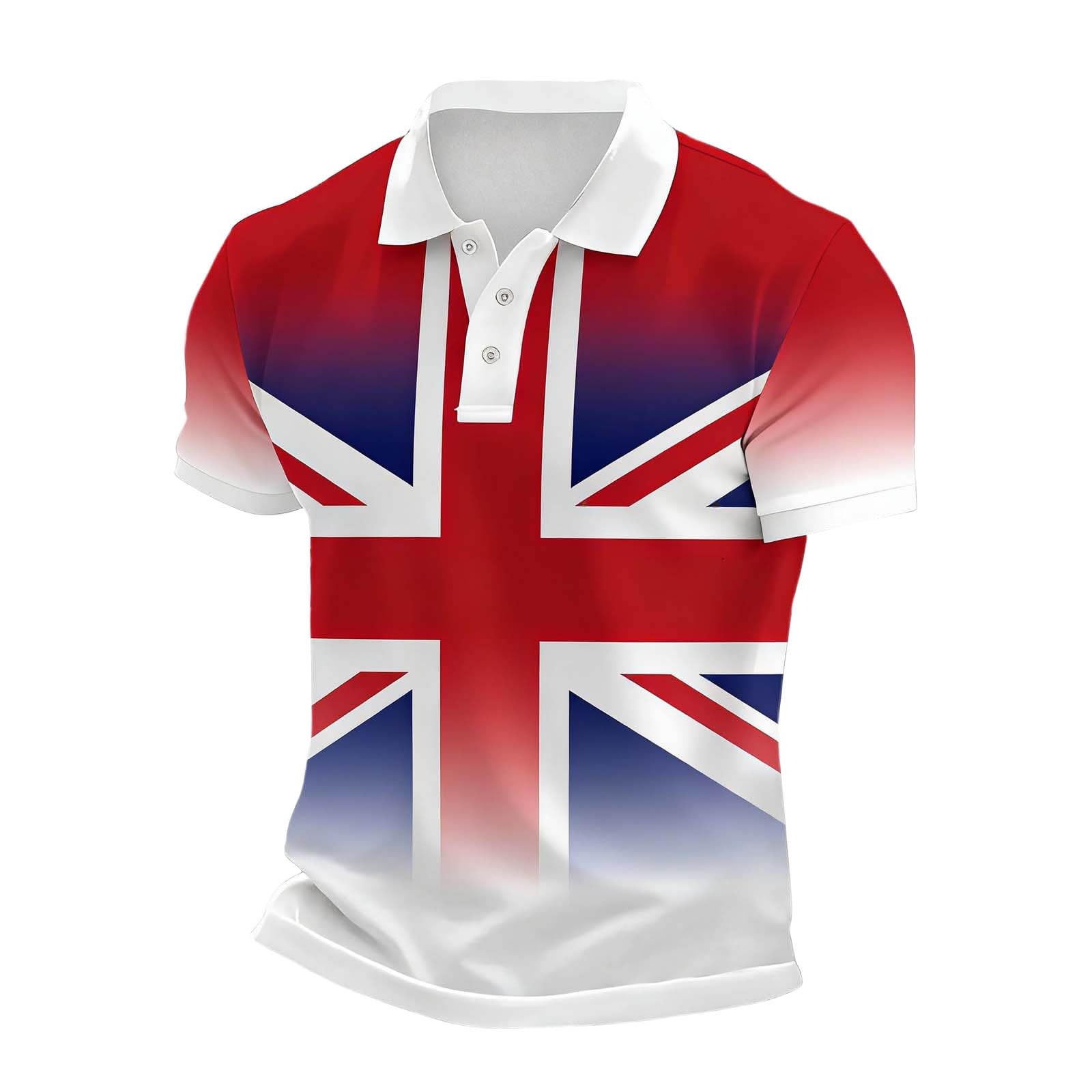 England Polo Shirts for Men Football 2026 Short Sleeve Collared Neck Great Britain Bunting Flags Print Union Jack T Shirt England Football Jersey Tops Breathable Fans Shirts (007-Red, XXL)