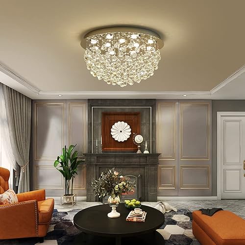 Miniatura 8 de Saint Mossi - Candelabro moderno K9 de cristal de 12 luces, lámpara de techo moderna de montaje empotrado, lámpara de techo para dormitorio,