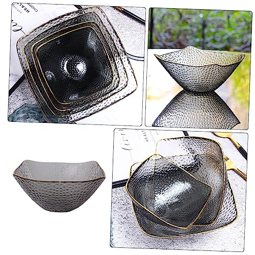 Garneck Elegant Gold Rimmed Glass Salad Bowl Square Serving Bowl for Fruit Snacks Parties