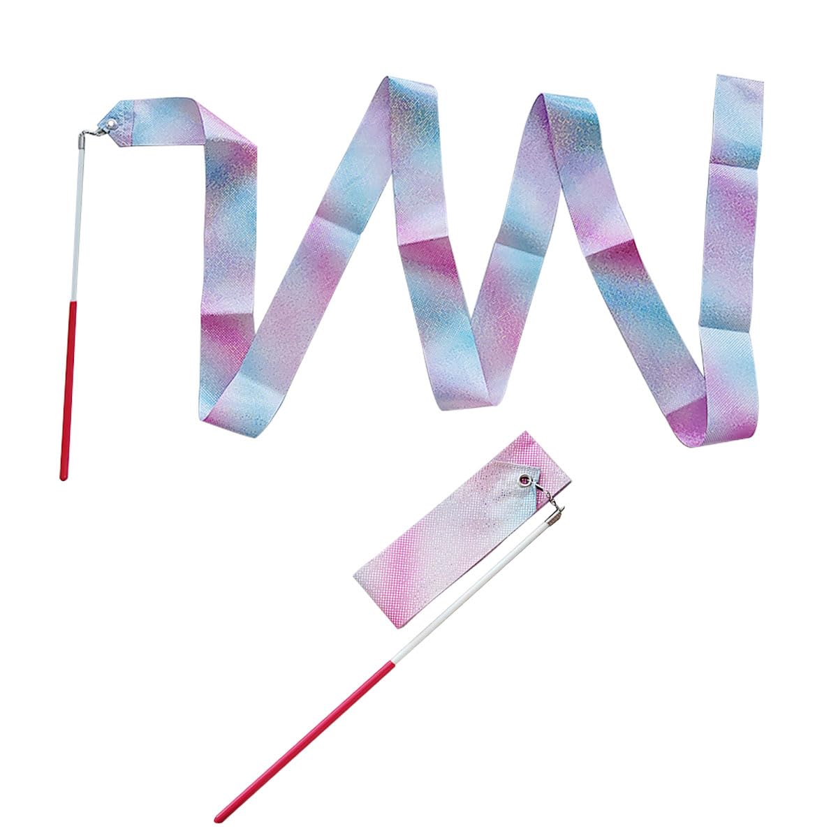 Zucosue 2 PCS Dance Ribbons, 78.7inch Gymnastic Ribbon, Sparkling Twirling Dance Ribbon