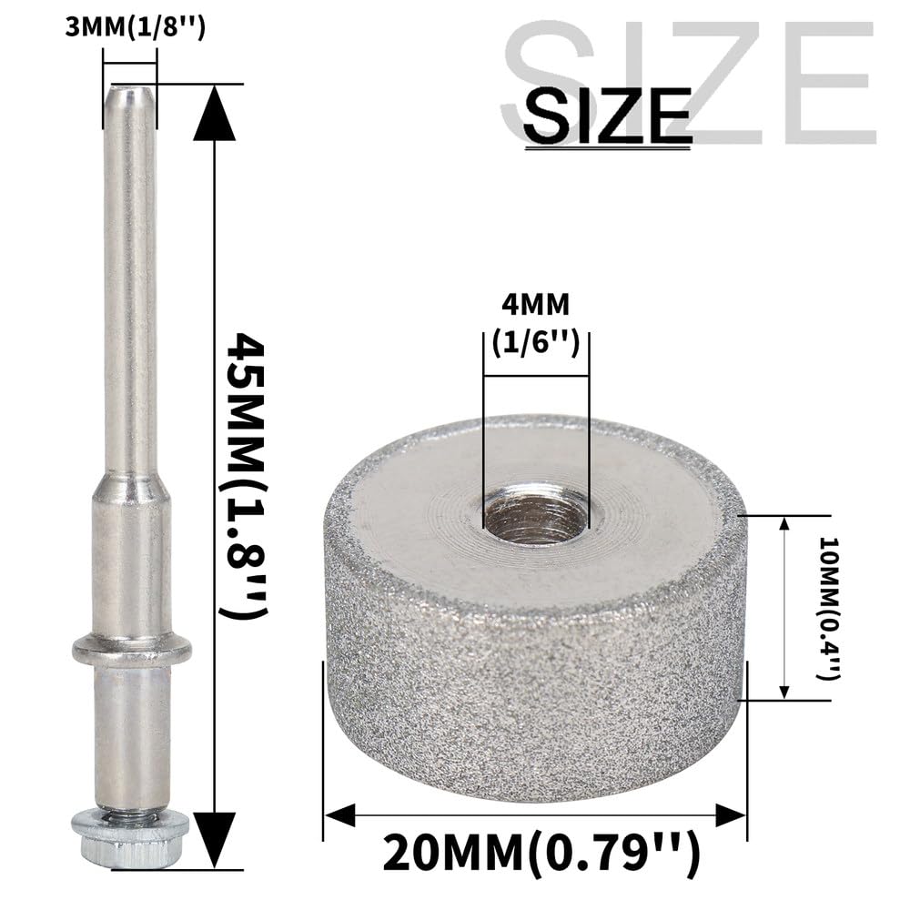Tête de meulage de type cylindre diamanté de 20 mm, roue abrasive pour bijoux en jade, bracelet, pierre de verre, outil de polissage avec tige de 3 mm, 5 pièces, 1