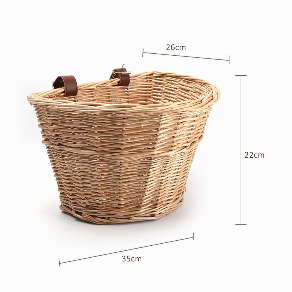 Panier de vélo pour adulte avec guidon avant, résistant à l'eau, sangles réglables en cuir, convient pour un usage alimentaire, noir