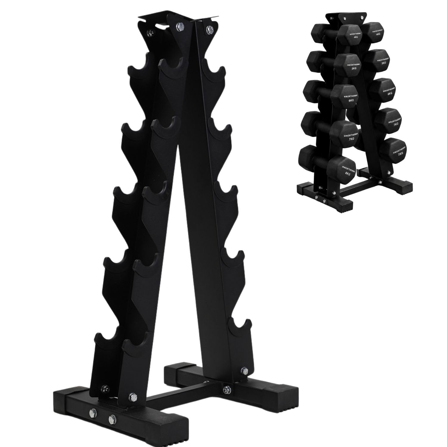 NORTHERN A-Frame Dumbbell Rack Storage Stand, Heavy Duty Steel Weight Holder for Home Gym, Space-Saving Tree Rack Organizer for Dumbbells, Strength Training & Workout Equipment Storage