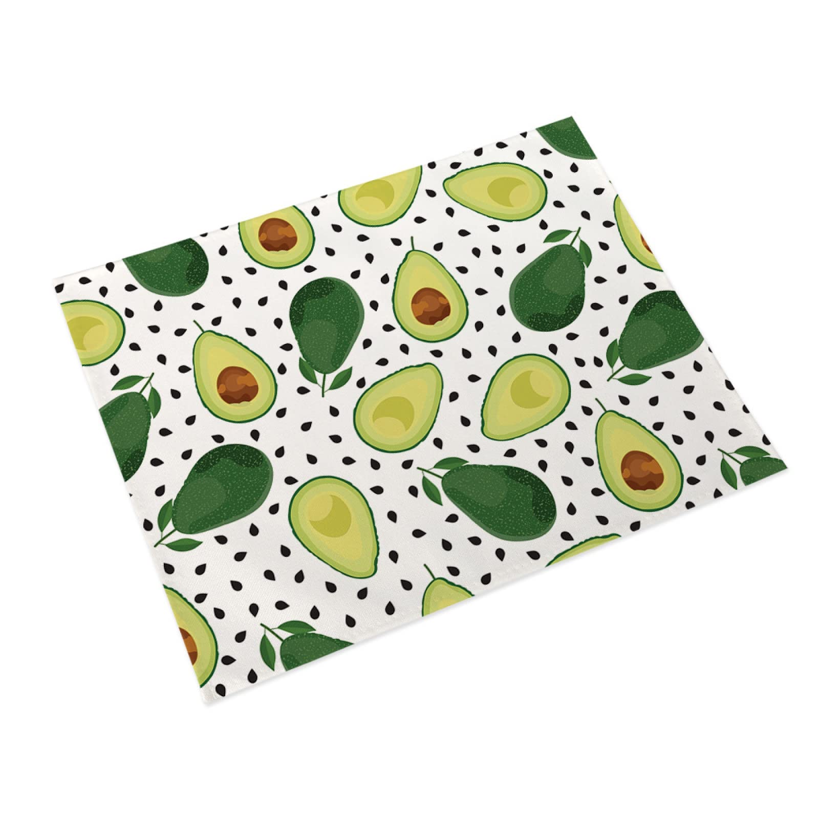 Manteles Individuales Aguacate Negro Blanco Mantel Individual Algodón y Lino Lavable Salvamanteles Individuales Resistente al Calor Bajoplatos Individuales Mesa Tapetes para Mesa 30x45cm 6 Pcs