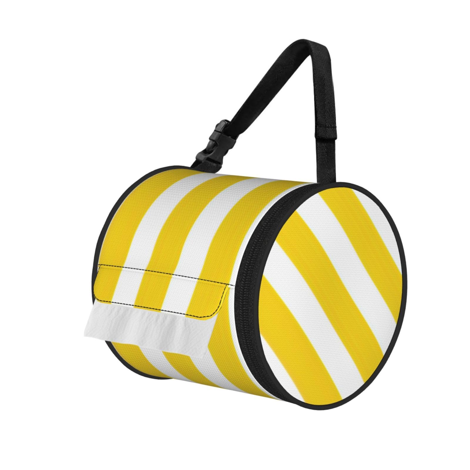 Lemon Zest Yellow Stripes Pattern Print Cylindrical Tissue Holder Bathroom Car Home Office Kitchen Decor Versatile