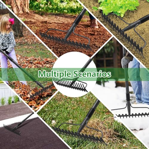 Rastrillo de jardín metálico 2 en 1, 77 pulg miniatura 6