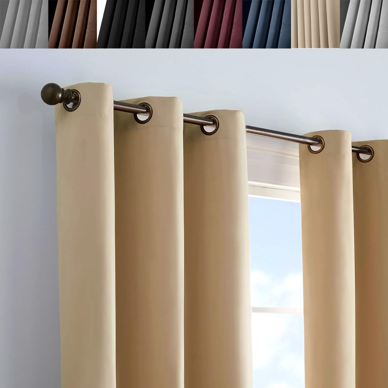 Rideau salon opaque beige pour créer un espace cocooning et chaleureux