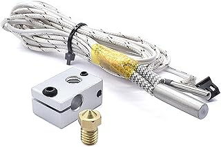 APAAZO 3D Printer V6 Heating Aluminum Block +HT-NTC100K Thermistor With XH2.54 Terminal+12V/24V 50W Heating Tube Compatible With V6 J-head Hotend (Size : 12V 50W)