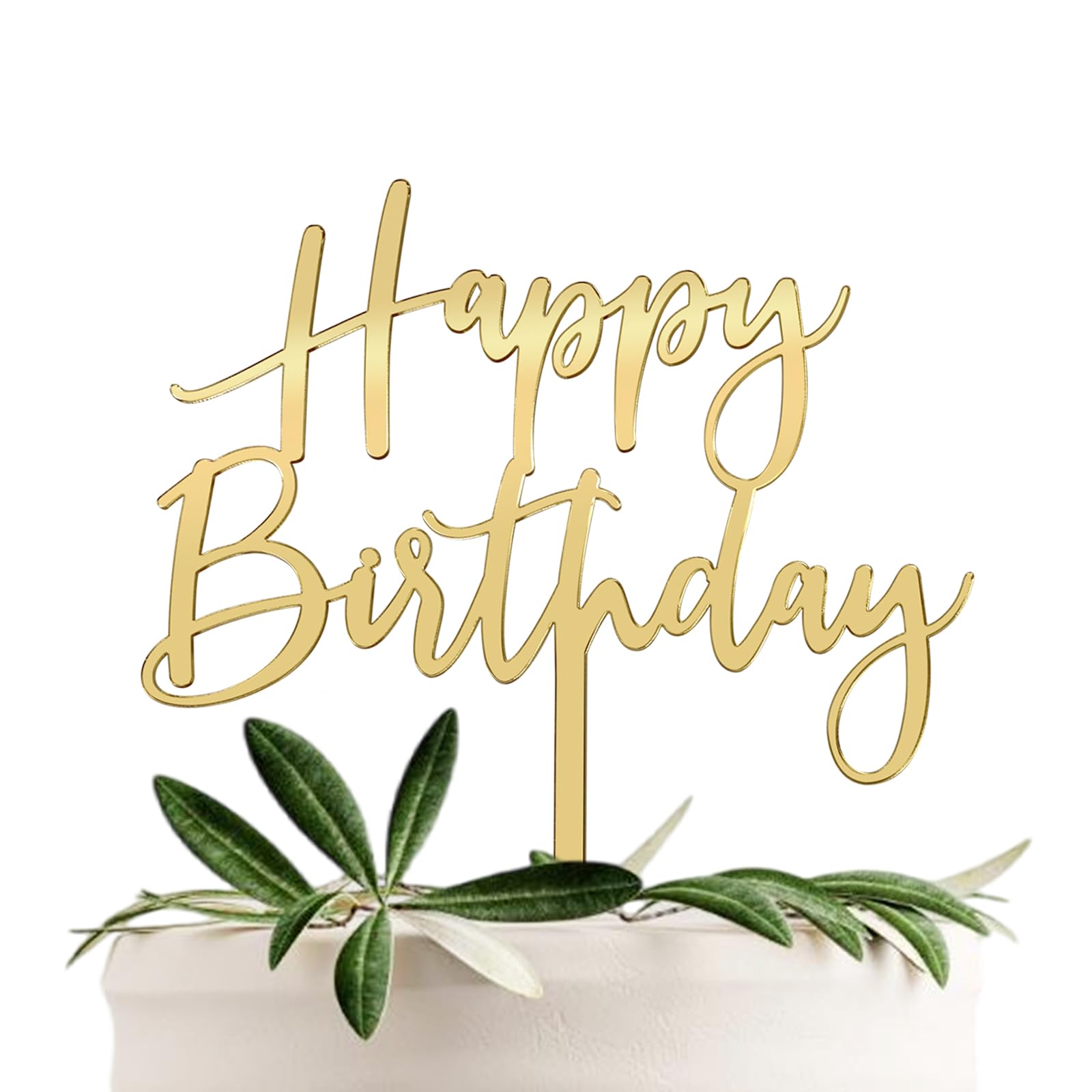 Photo 1 of CC TOWN Gold Acrylic Happy Birthday Cake Topper