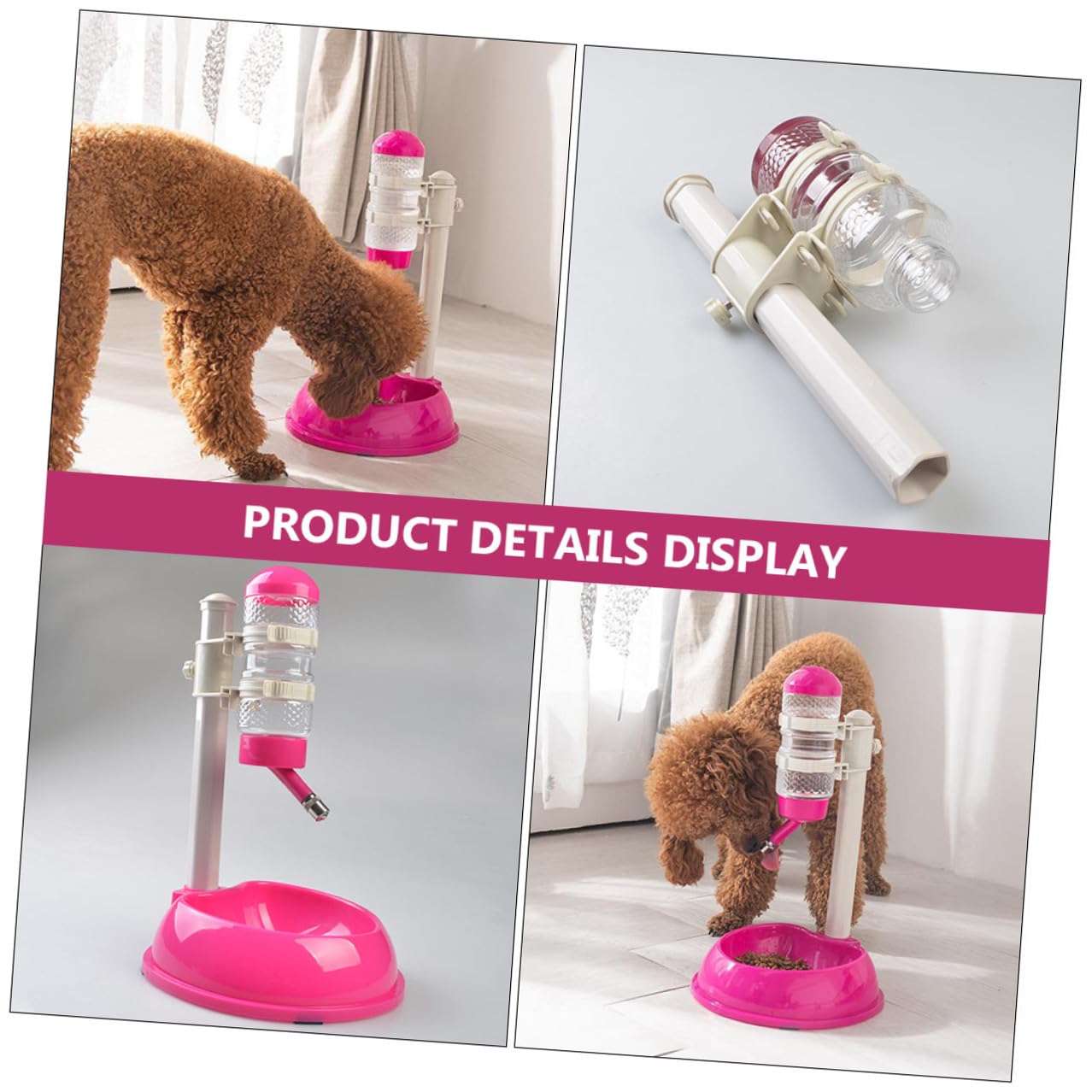 NOLITOY Dispensador de Agua Automático para Mascotas Comedero Ajustable de Altura Material PP y PVC Duradero Desmontable para Limpieza Fácil Bebedero y Comedero 2 1 Color Rosa Fucsia