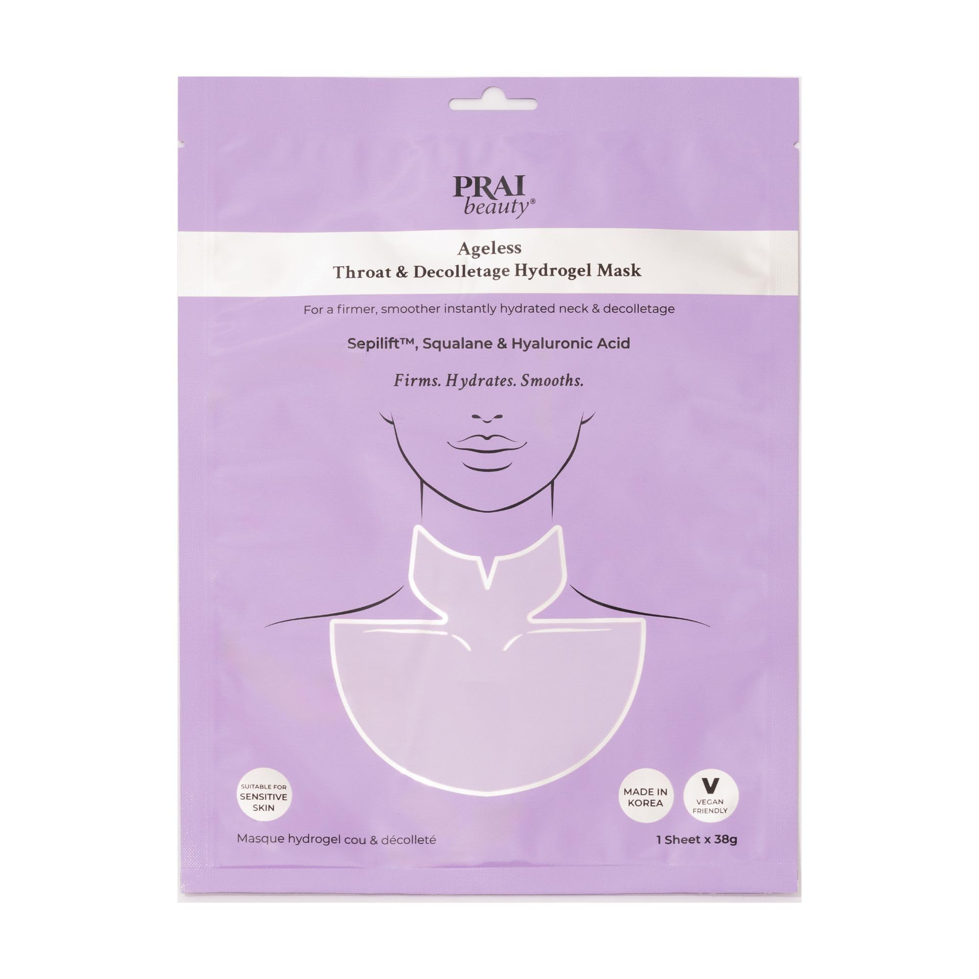Prai Beauty Ageless Throat & Decolletage Hydrogel Mask 1 Pack