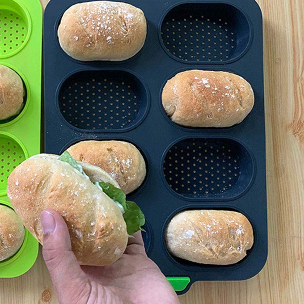 8 Slots French Roll Backform Silicone Food Grade Bakeware Pudding Decorating Tools (Grau)