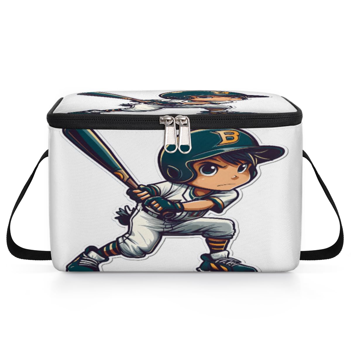 Baseball Player Lunch Bags for Women Men 9 Cans, Hot & Cold Food Delivery Bag Insulated Grocery Bag Insulated Lunch Box Cooler Bag for Office Work Picnic Beach