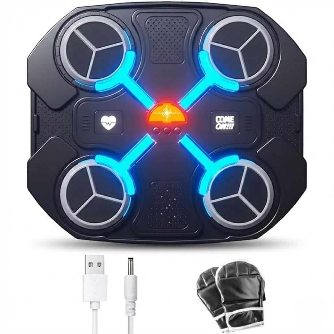 Drumstone 15 𝙔𝙚𝙖𝙧's 𝙒𝙖𝙧𝙧𝙖𝙣𝙩𝙮- Wall Mounted Musical Boxing Machine with Bluetooth Speaker LED Reaction Punch Trainer Adjustable Difficulty for Home Workout Cardio Boxing Reflex Training-picture-19
