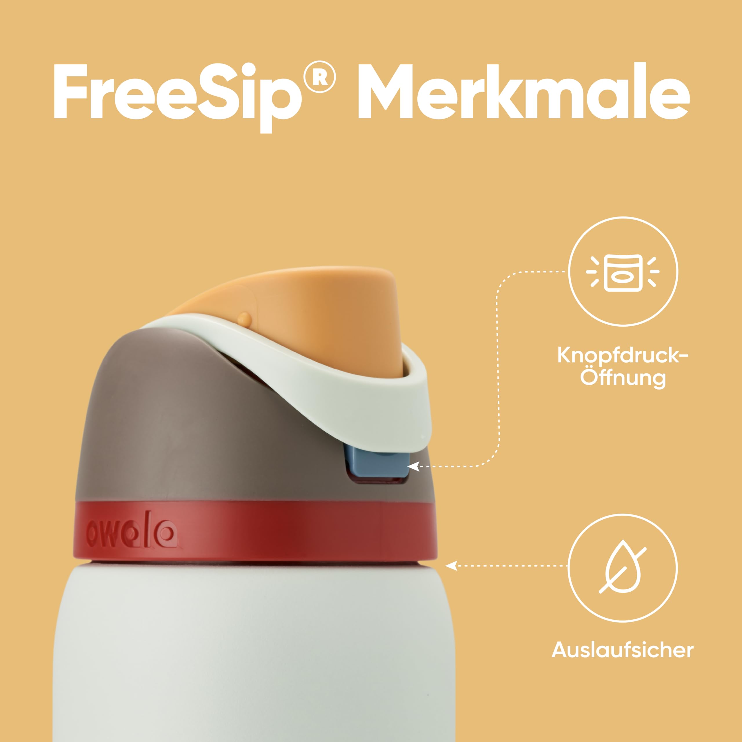 Owala FreeSip Edelstahl-Wasserflasche Isoliert, 907 Ml – Mit Strohhalm, BPA-frei, Hält 24h Kalt, Erdbeerfeld-Farbe