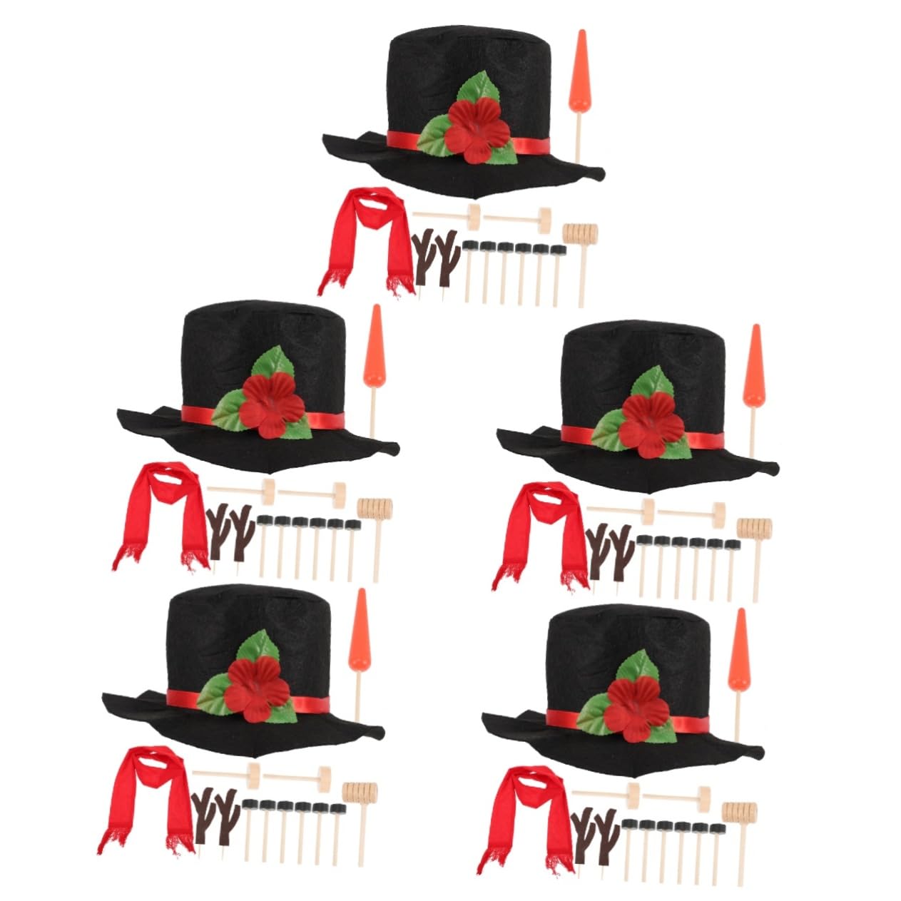 TOPBATHY 5 Sätze Schneemann verkleiden Sich Snowman Decoration Weihnachtsdekoration für draußen Schneemann-Ornament-Set für Weihnachten Schneemann, der Stütze verziert Schneemann-Bastelset