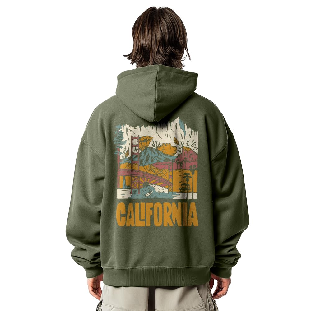 NOBEROMen Oversized Hoodies Graphic Printed Cotton Fleece Long Sleeve Hooded Sweatshirts for Men