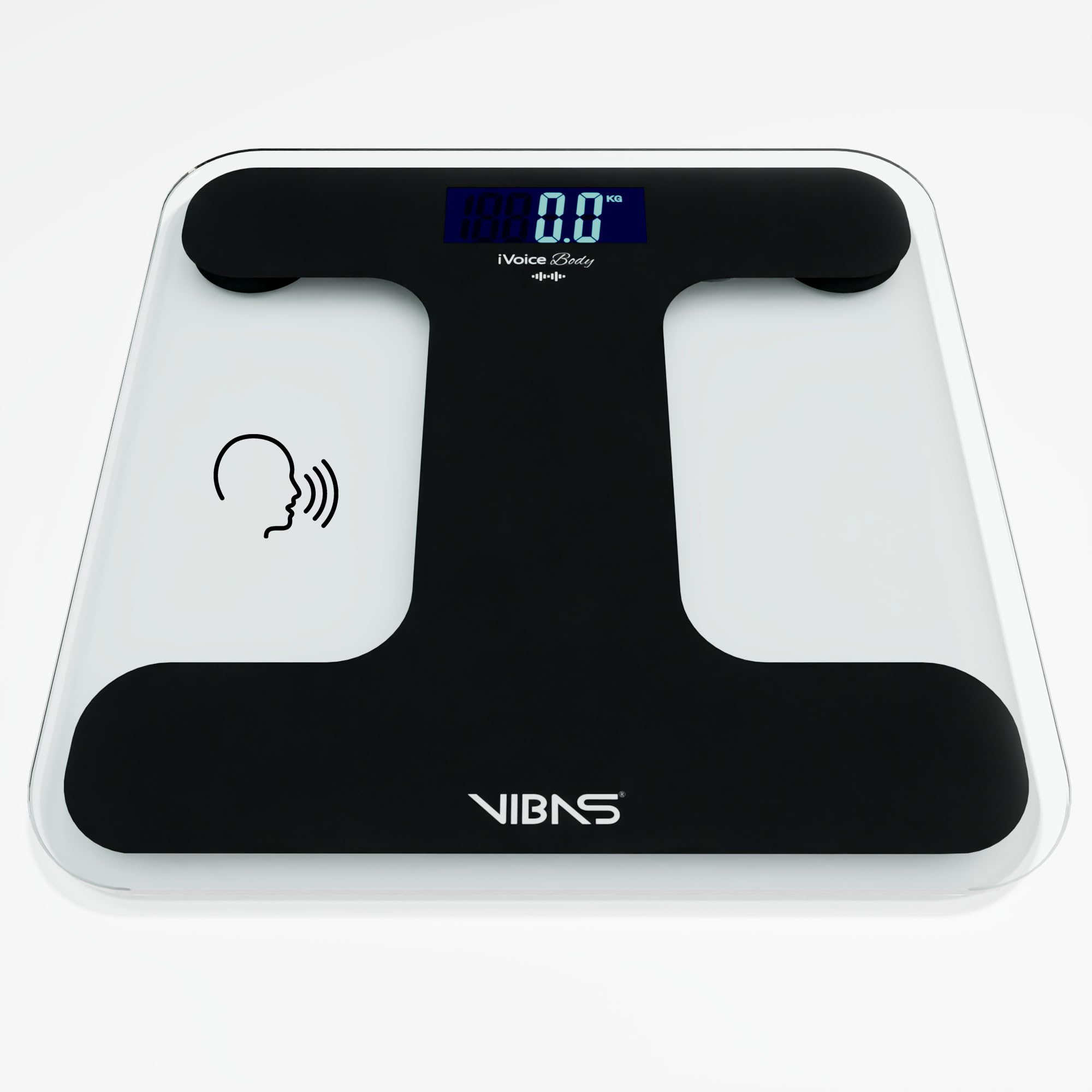 iVoice Balance de Salle de Bain Vocale, pour les Aveugles et les Personnes Agées, Voix Claire, avec Aides Sonores pour l'Orientation, Répétition du Poids, Volume Réglable, Piles Incluses