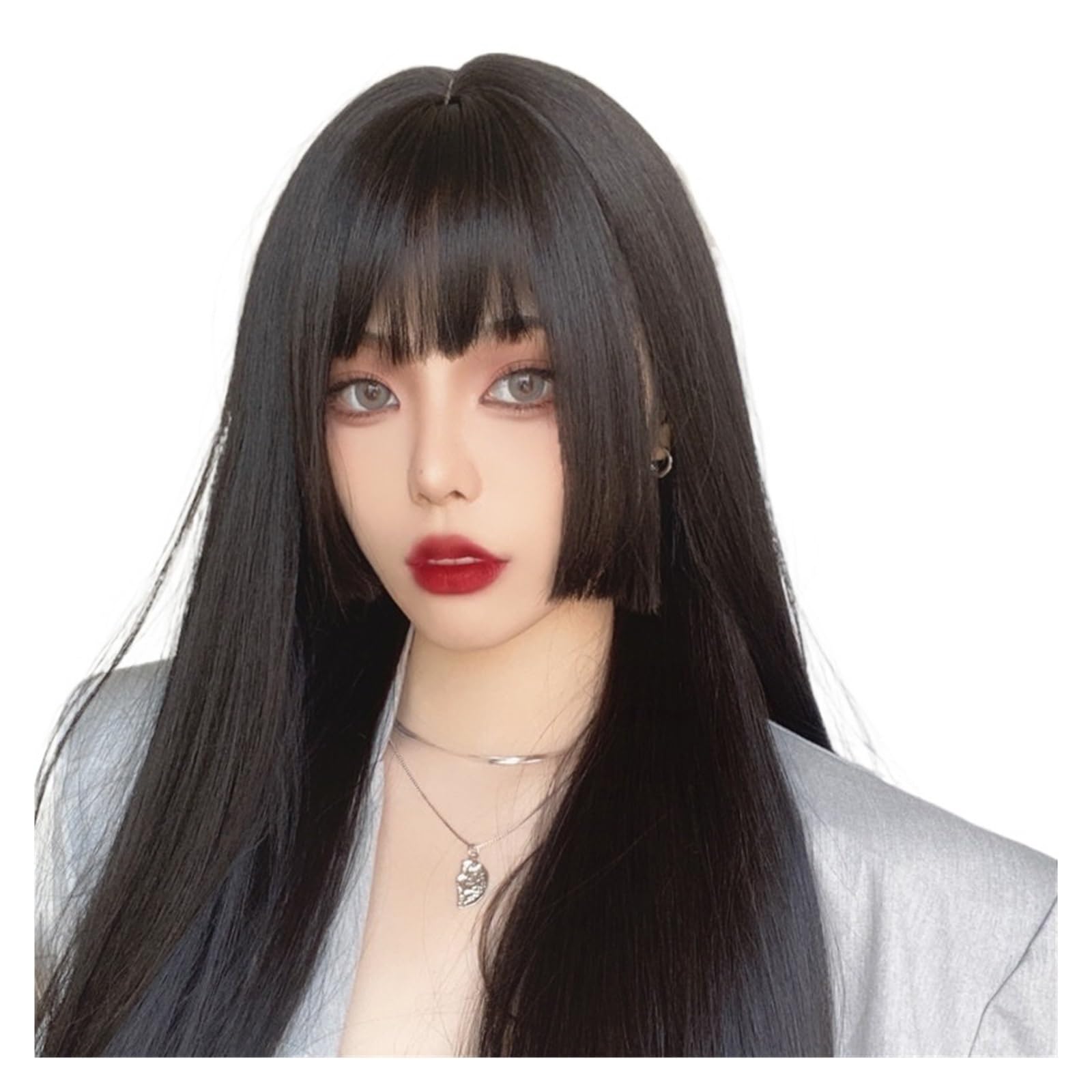 ZTHYSHOZ Women's Wig Wig, Women's Full Head Cover, Black, Long Straight Hair, Natural Daily Wear