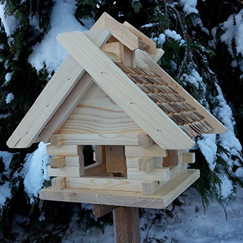 Vogelhaus Schreinerarbeit Futterhaus Vogelhäuschen –Wetterschutz– K Block Natur Holz Vogelhäuser Vogelfutterhaus - 3
