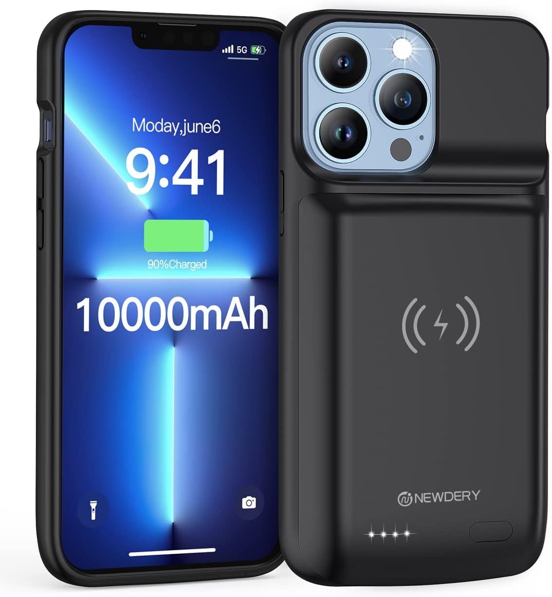 NEWDERY Battery Case for iPhone 13/12 Pro Max, 10000mAh Qi