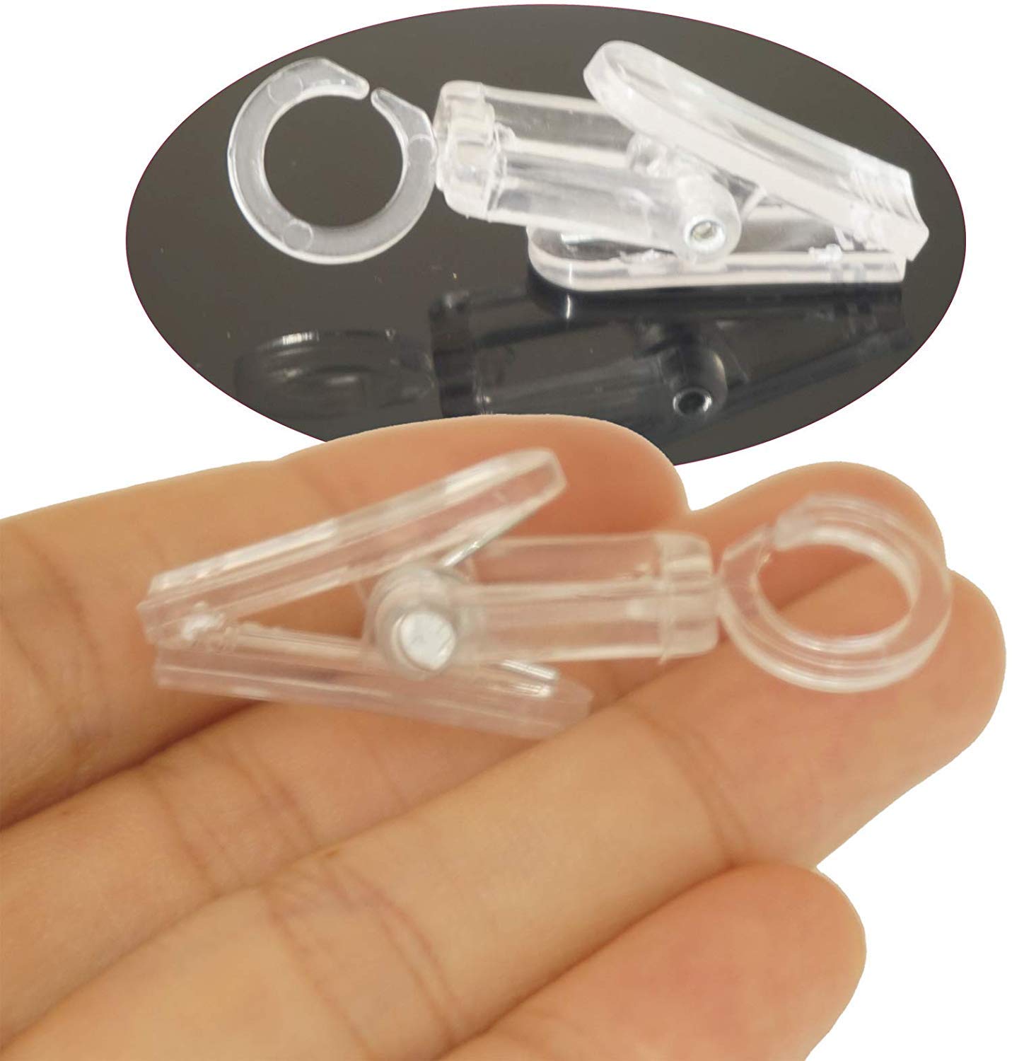 20 Pack, Clear Collection Hanger Clips, Gutter Hangers,No Screws Required,Rust-Proof, for Hang Party Lights,RV Awning Lights/Banners/Flags/Chimes/Rope Lights/Greeting Card/Curtain Clips Hooks