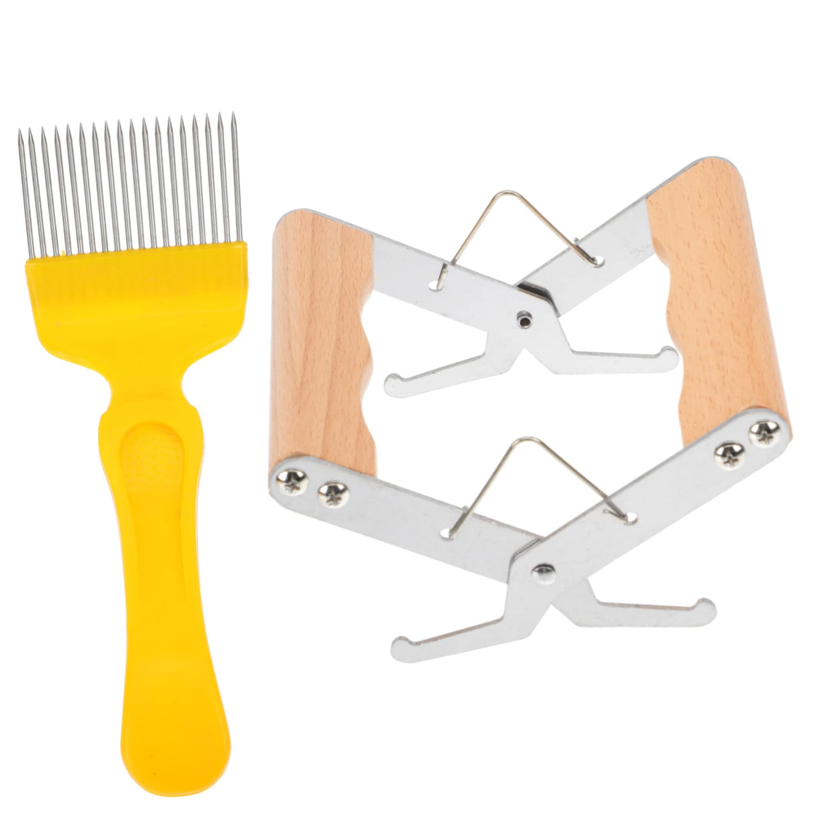 Kisangel 2 Set Strumenti per Apicoltura Inossidabile con Clip per Telaio e Disopercolatrice Utensili Pratici per Apicoltori Domestici