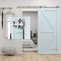 Vista 126 de TSMST Kit de herrajes para puerta corrediza de granero de 6 pies, riel de acero inoxidable de servicio pesado resistente con montaje superior