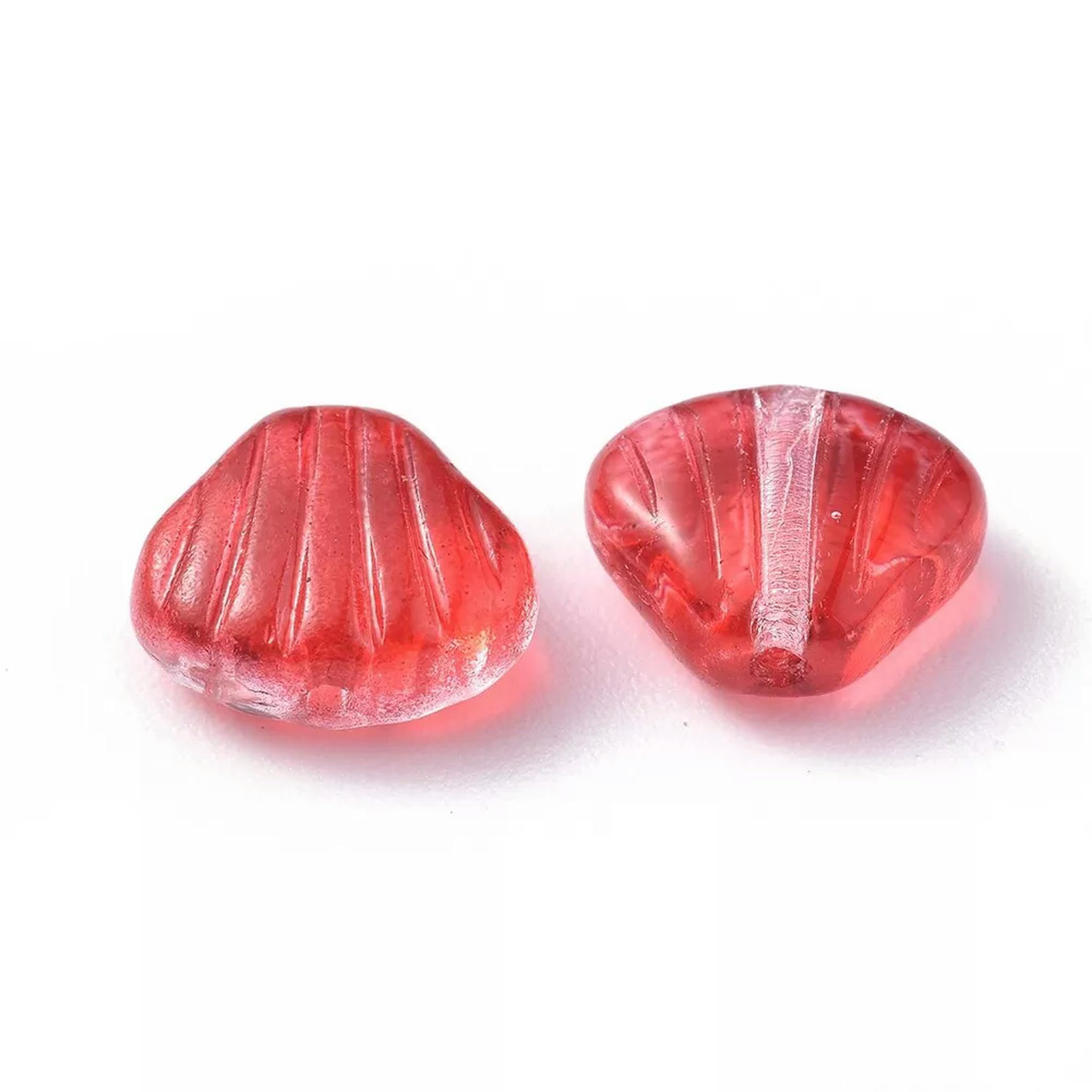 1 Sac de Perles de Verre tchèques en Forme de Coquille Saint-Jacques Transparentes givrées avec incrustations dorées teintées