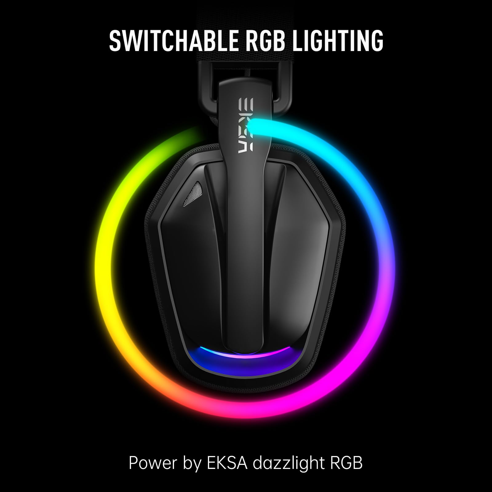 EKSA G19 BT Cuffie Gaming Wireless, 4 in 1 Cuffie PC con Microfono, USB, Bassa Latenza Di 30 ms, Bluetooth 5.4 con Illuminazione RGB, Gaming Headset per PC, PS5, PS4, Mac, Dispositivi Mobili