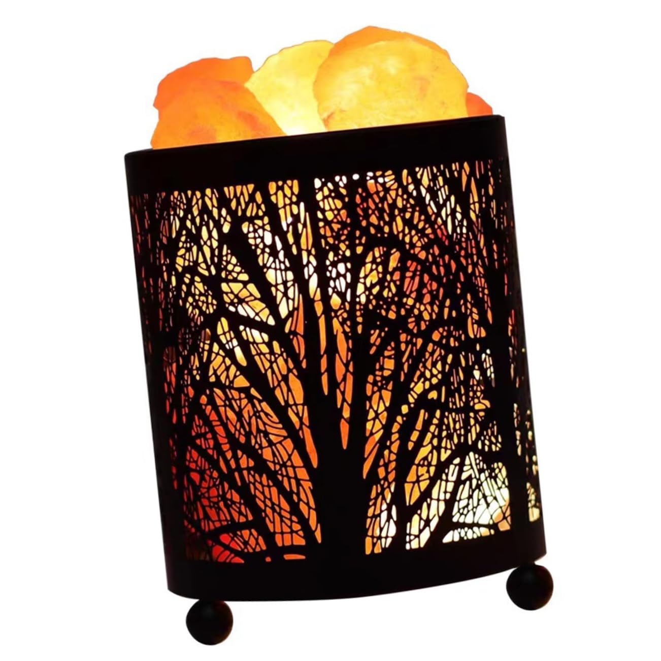 DOITOOL 1set Himalayan Metal Basket Design Unique Night Light for Bedroom and Living Room Decor Warm Ambiance Table Plug