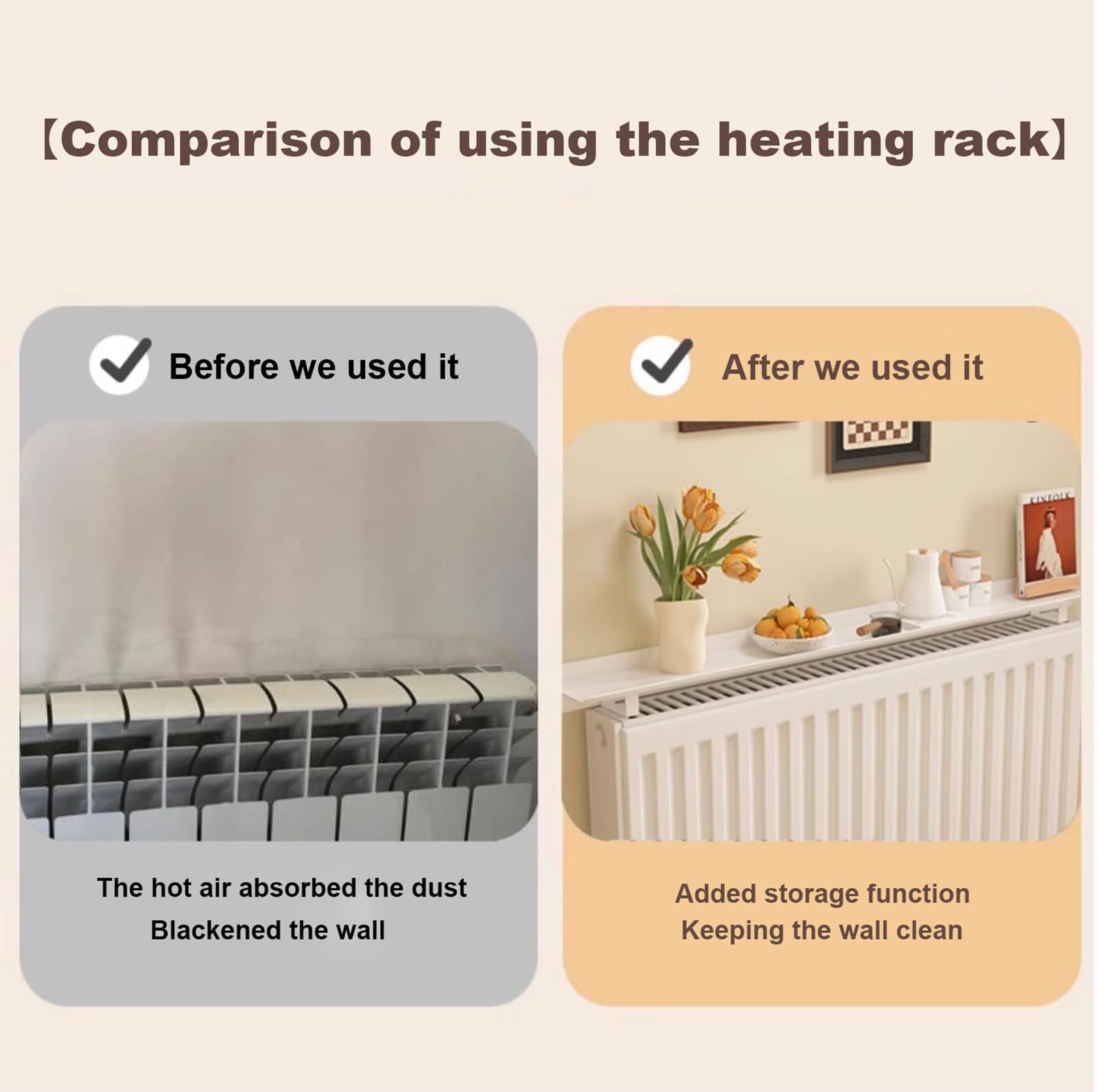 Étagère de radiateur sans perçage, réglable de 40 à 200 cm, 15 cm de large, étagère murale moderne pour salon, chambre à coucher et couloir, support facile à installer, blanc, idéale pour un affichage