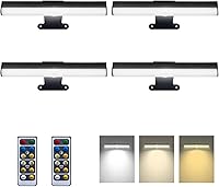 HIPTOKING 4-Pack Battery Picture Lights with Remote - 3 Color Temps, Dimmable LED for Paintings, Art Displays & Gallery Walls