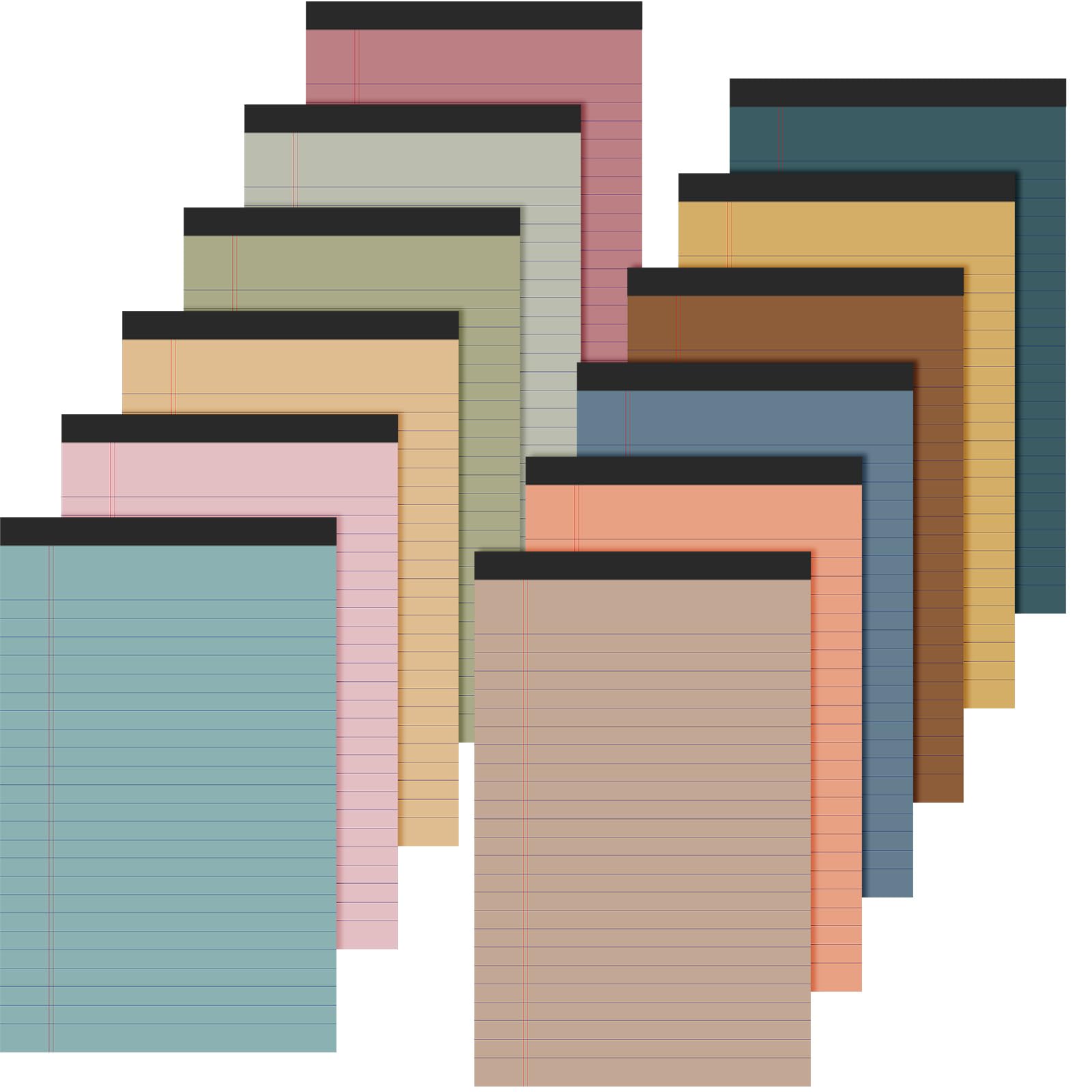 Lincia 12 Pcs 5 x 8 Small Legal Pads Colored Lined Note Pads Narrow Ruled Writing Notepads 50