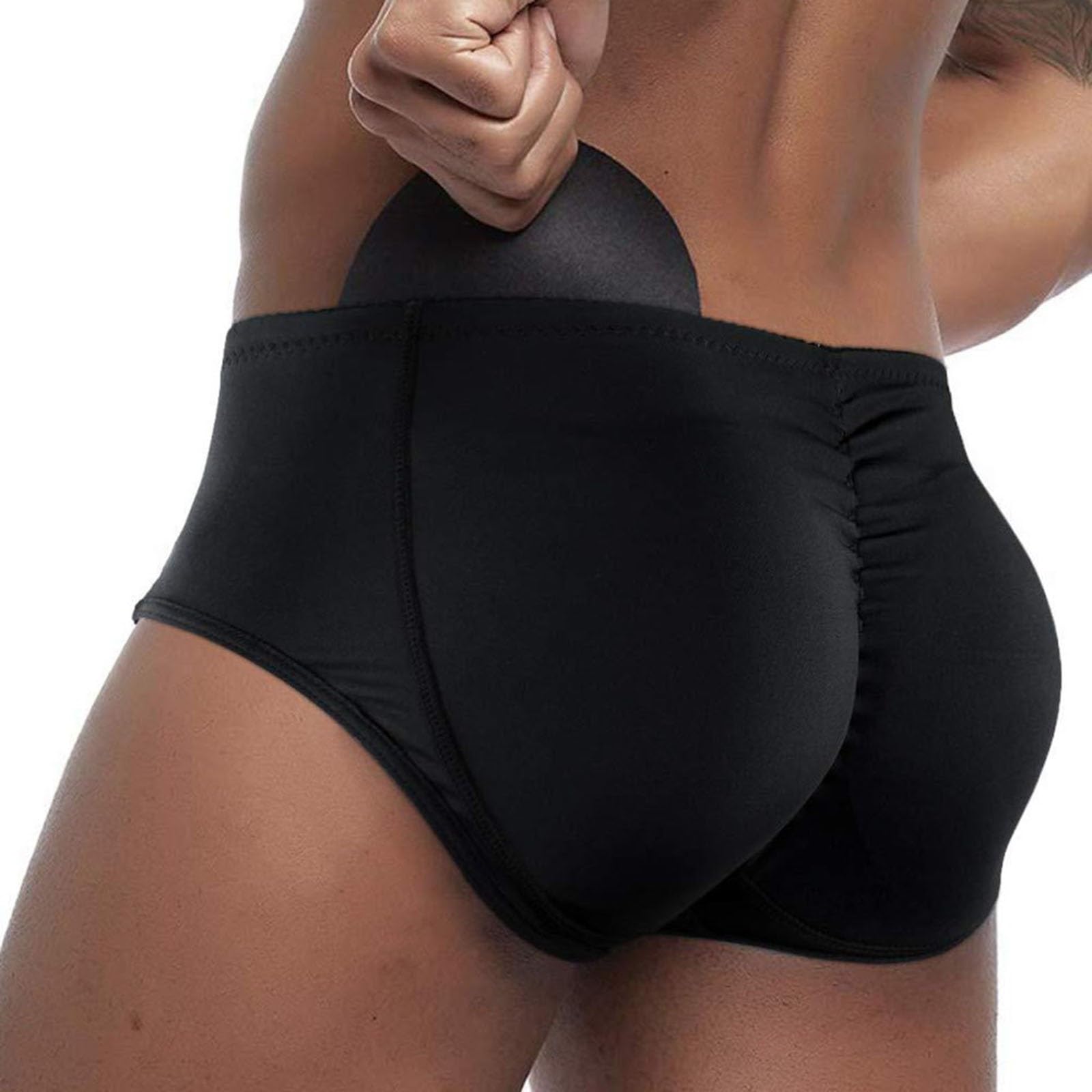 Men's Booty Lift Rounderbum Brief Padded Lifting Underwear Butt Booster Push Up Trunks Shorts with Hip Removable Pad