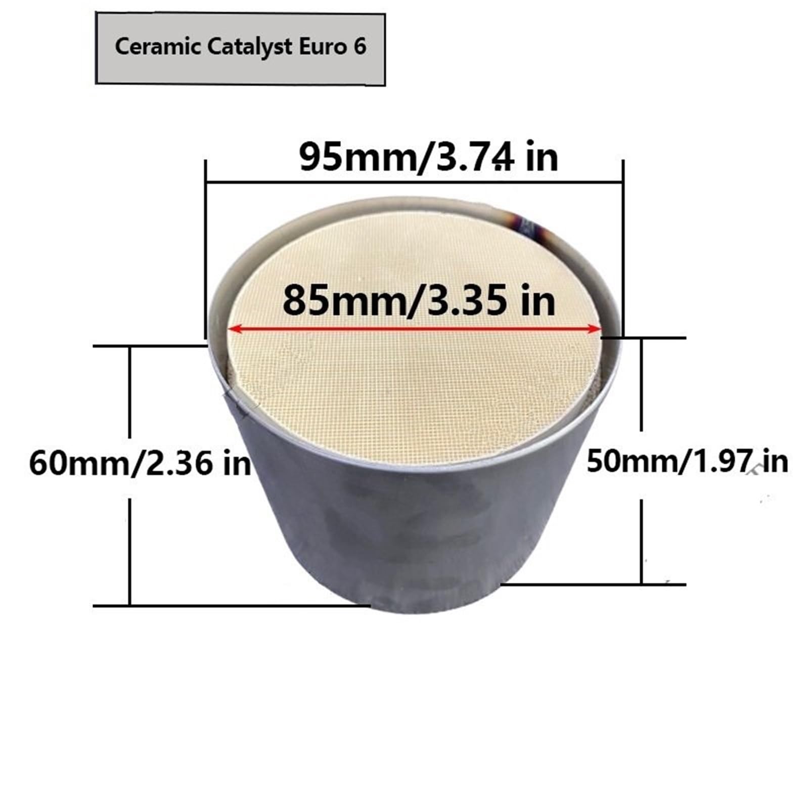 katalizator samochodowy katalizator akcesoria 1 szt. uniwersalny katalizator ceramiczny EURO 6 95x60mm, trójdrożny katalizator samochodowy do układu wydechowego, do pojazdów