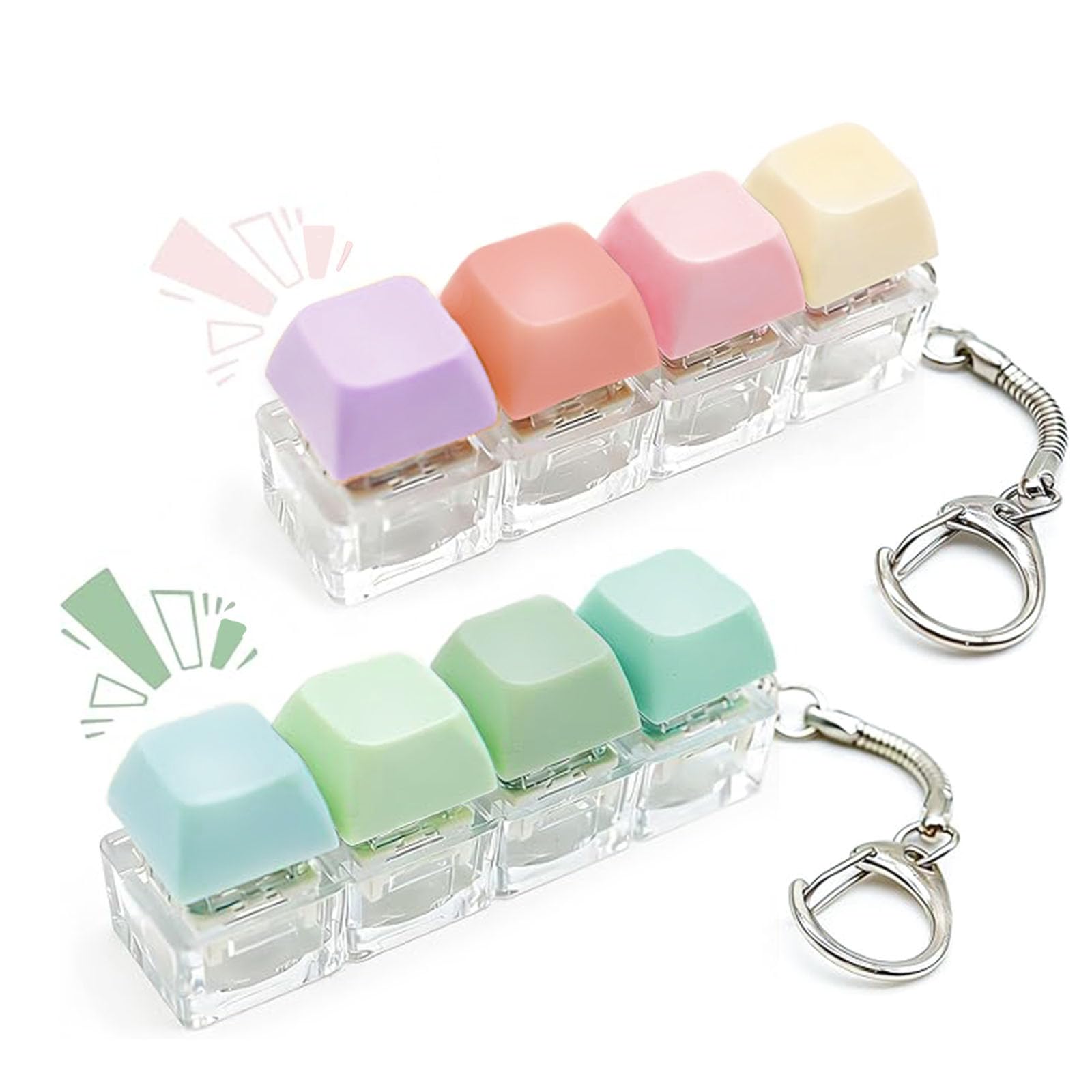 AYZDJ 2Pcs Keyboard Fidget Toy, Fidget Toys , Clicky Fidgets Toy, Mini Clicker Toys, Portable Fidgets Keyboard 4 Buttons with Keychain, Fashionable Functional Gifts for Adults and Kids