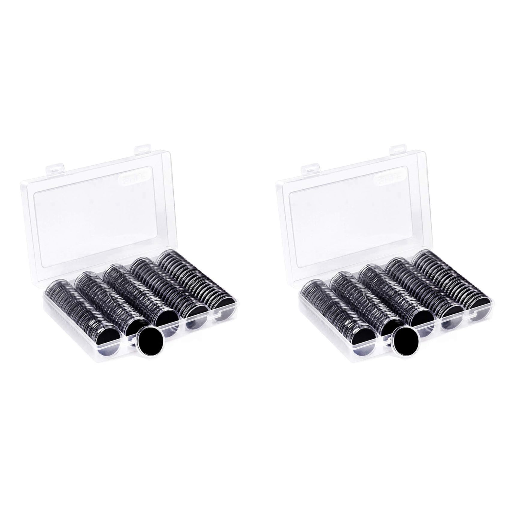 Vjsujehgy 200 Pieces 30mm Coin Capsules and 5 Sizes (17/20/25/27/30mm) Protect Gasket Coin Holder Case with Storage Organizer Box