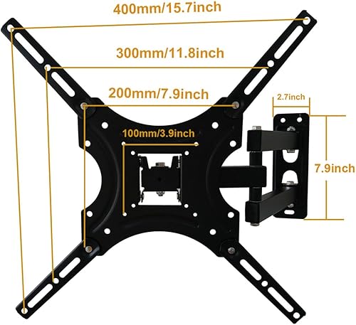 Miniatura 3 de Soporte de pared giratorio inclinable para TV de movimiento completo para la mayoría de 26 30 32 35 37 40 42 45 46 47 50 pulgadas, algunos hasta 52"