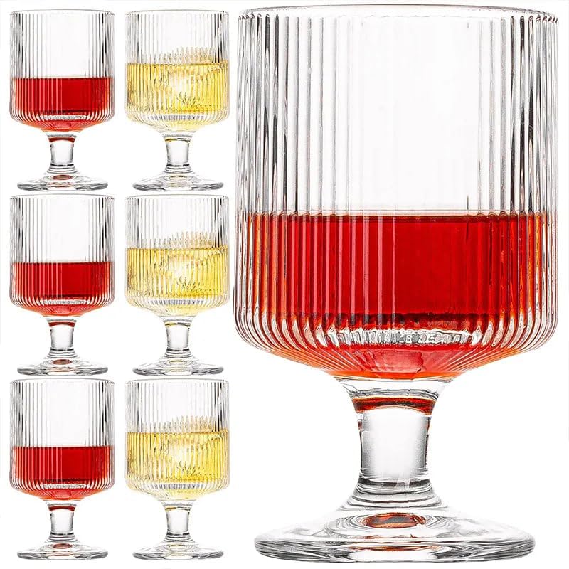 PATRANI FASHION Bourbon Crystal Brandy Glass, Red & White Wine Glass Cognac Crystal Scotch, Whiskey Glasses Tulip Snifter 240 ML, Set of 6 Handcrafted Lead-Free Glasses, Spirits Drinks, Stemmed