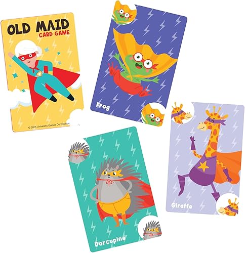 Miniatura 4 de University Games Juego de cartas Vieja Soltera - Tamaño Jumbo, Tarjetas de personajes coloridas para niños de 4 años en adelante, juego divertido y