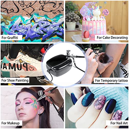 Uouteo Upgraded Touchscreen Airbrush Kit With Compressor 3 Speeds Compressor, 0.3Mm Needle & 7Cc/20Cc Cup Dual-Action Airbrush Set For Stencils, Nail Art, Makeup, Model Painting, Cake #TOP6