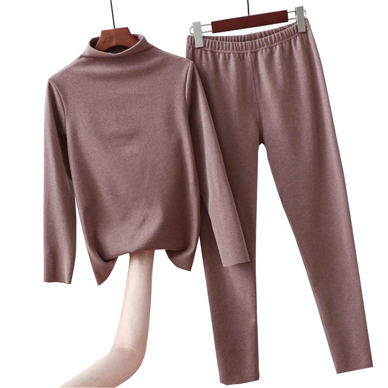 Damska bielizna termiczna Top Plus Size Damska bielizna termiczna Golf Gruba zimowa zima (kolor: brązowy, rozmiar: XXXX-Large) (brązowy 5XL)
