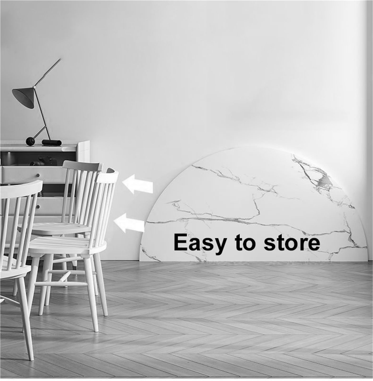 Okrągły składany blat stołu o średnicy 122 cm, zajmujący mało miejsca, drewniany stół do kuchni i patio, półskładany design z metalowym sprzętem, wielokolorowe opcje Easy Sto.