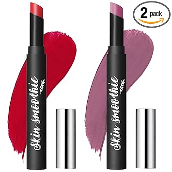 SKIN SMOOTHIE Just Organic Crayon Matte Lipstick-Long Wears Matte Lipstick, Highly Pigmented Lipsticks for Women Enriched with Vitamin E & Avacoda oil & Jojoba oil Combo of 2Pc (Hot Red/Rose Pink)