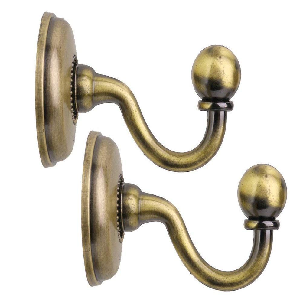 MAKINGTEC 2pcs Vintage Alloy Pommel Curtain Holdbacks Tieback Hooks Door Wall Hat Coat Hangers (Bronze)