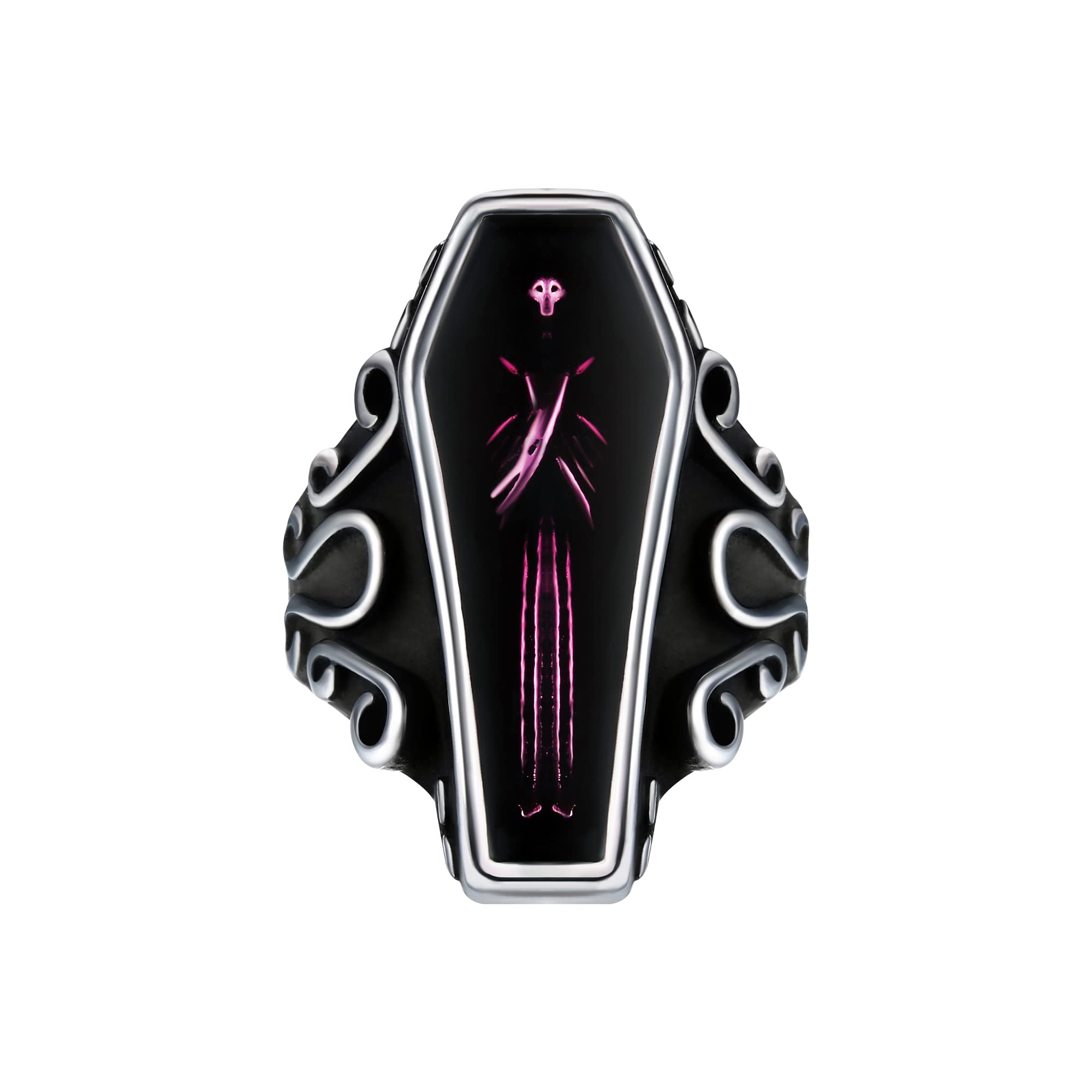 Dochais Hombre de Acero Inoxidable,Anillo Hombre Momia,Anillo Hombre Punk Biker,Anillo de Craneo Calavera