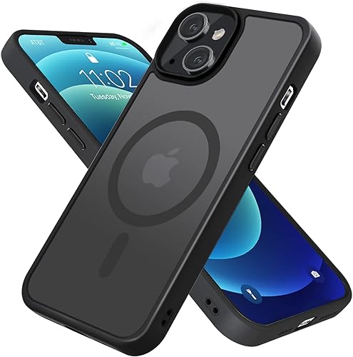 Funda para iPhone 14 Plus de 6.7 pulgadas, color negro, diseñada para iPhone 14 Plus, fuerte magnético compatible con MagSafe, protección contra