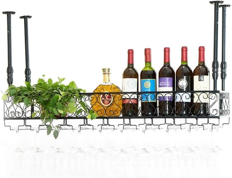 Storage Rack Wine Holder Metal Iron Wine Racks Storage Shelf Wine Champagne Glass Goblets Stemware Rack Wine Bottle Holder for Family and Bar (Size : 100×30cm) Shelves