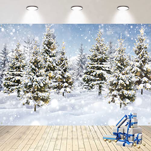 Weiß Weihnachten Banner, Winter Schnee Wald Hintergrund Banner, Realistisch Extra Große Frohe Weihnachts Banner, Weihnachten Banners für Winter Wonderland, Weihnachtsfeier, Babyparty, Geburtstag Cover